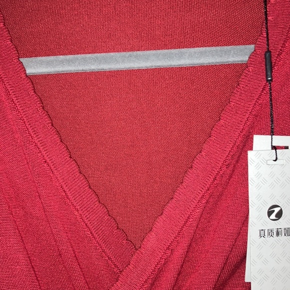 🍂 Gorgeous Autumn Red Pleated Sweater Dress NWT - Picture 6 of 7